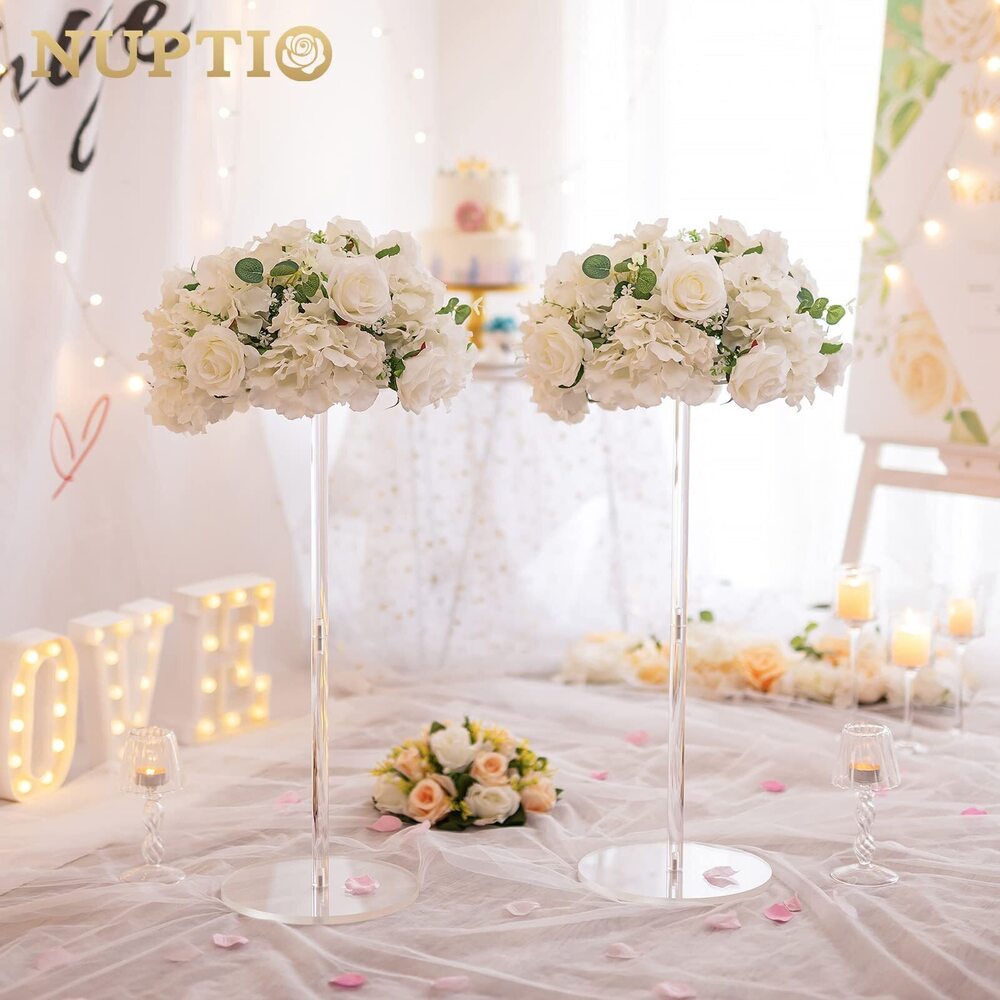 1570 Flower Ball Arrangement Bouquet - 2 Pcs 15.7 inch Diameter White - Picture 2 of 8
